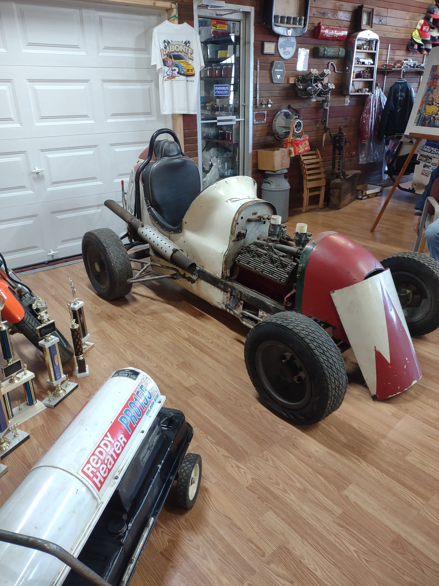 Another vintage midget owned by shatto Motorsports Kevin's Grandfather worked on this car at one time before he was killed in the war it's also on display at Sham's D &R Racing museum in Union City Ohio